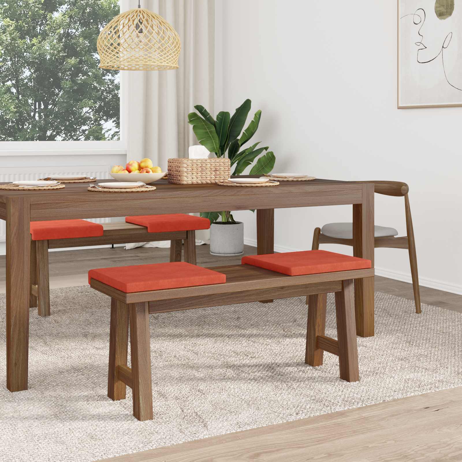 vidaXL Poduszka na ławkę 4 pcs sztruks Czerwono-pomarańczowy