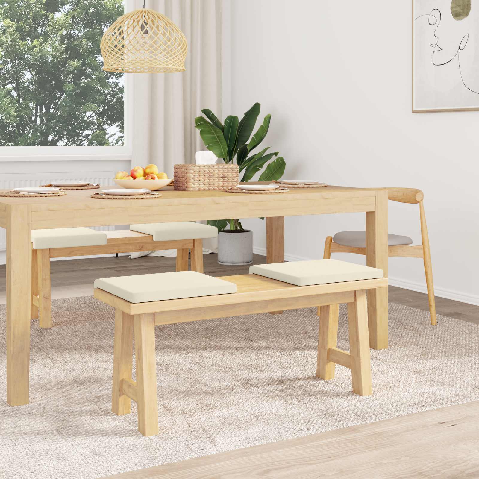 vidaXL Poduszka na ławkę 4 pcs Teksturowany Welur kremowy