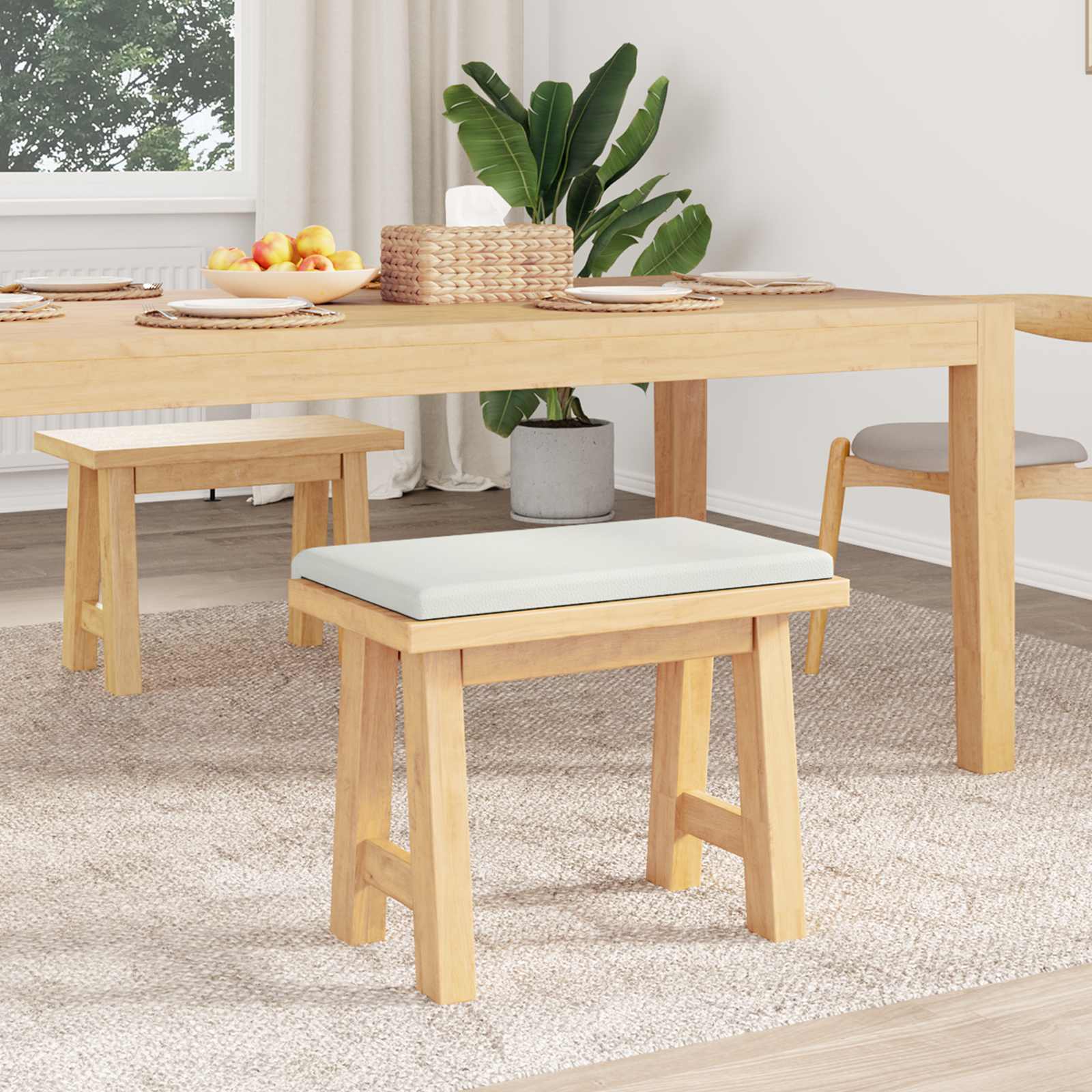 vidaXL Poduszka na ławkę Ekoskóra Biały Głębokość 35 cm