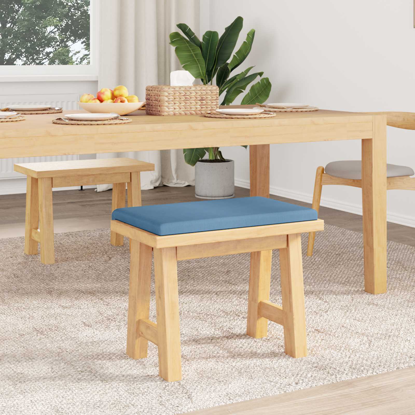 vidaXL Poduszka na ławkę sztruks niebieski Głębokość 35 cm