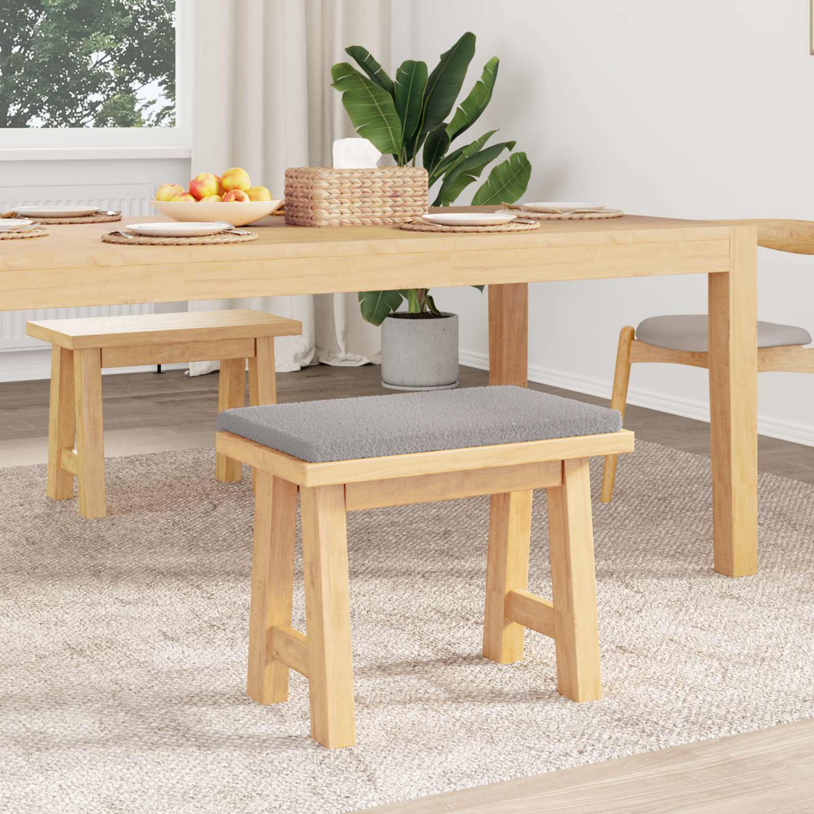vidaXL Poduszka na ławkę Tkanina sherpa jasnoszary Głębokość 35 cm