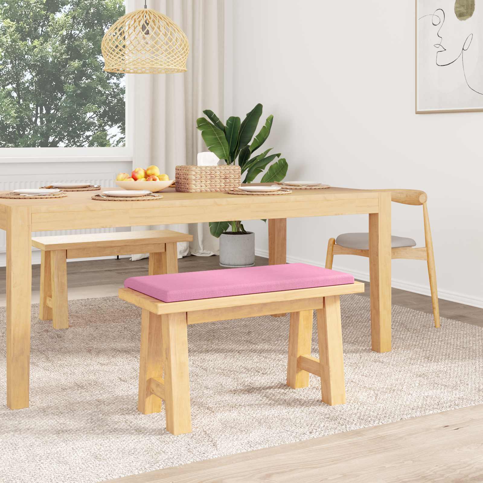 vidaXL Poduszka na ławkę tkanina różowy Głębokość 35 cm
