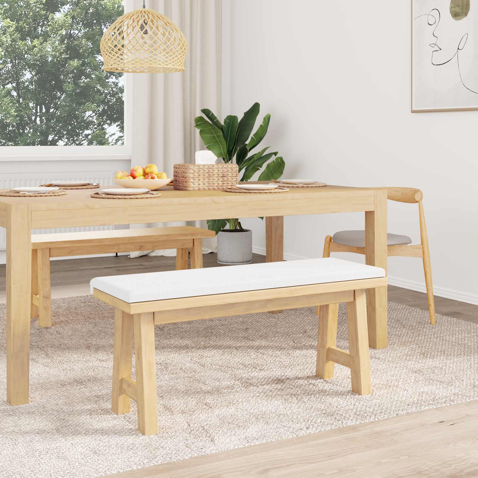 vidaXL Poduszka na ławkę tkanina Biały Głębokość 35 cm