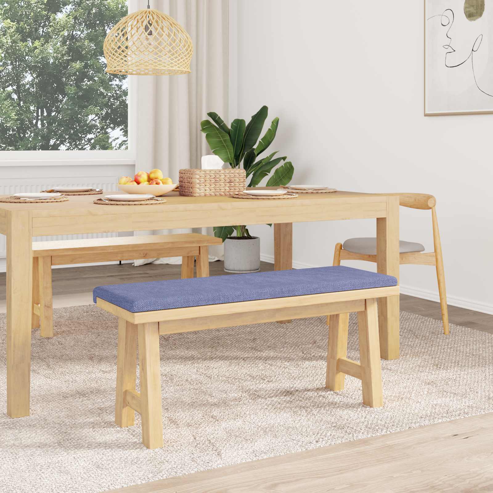 vidaXL Poduszka na ławkę tkanina Niebieski dżins Głębokość 35 cm