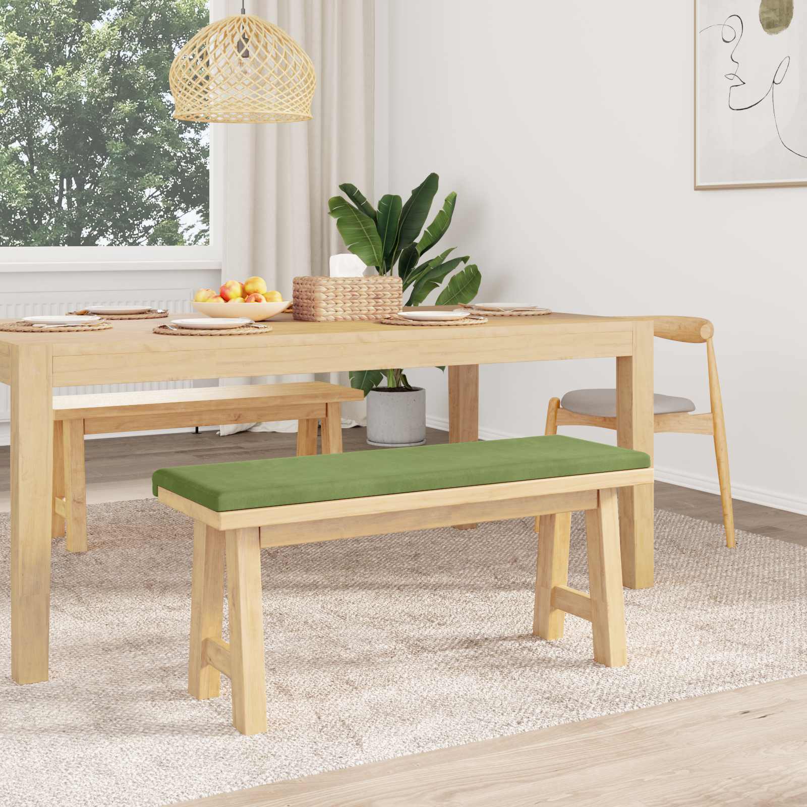 vidaXL Poduszka na ławkę Welur Jasnozielony Głębokość 35 cm