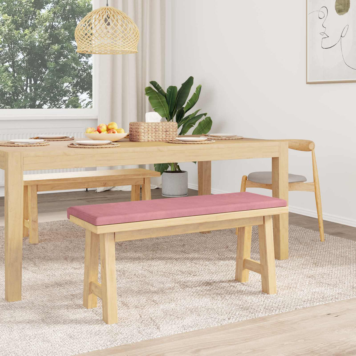 vidaXL Poduszka na ławkę Welur różowy Głębokość 35 cm