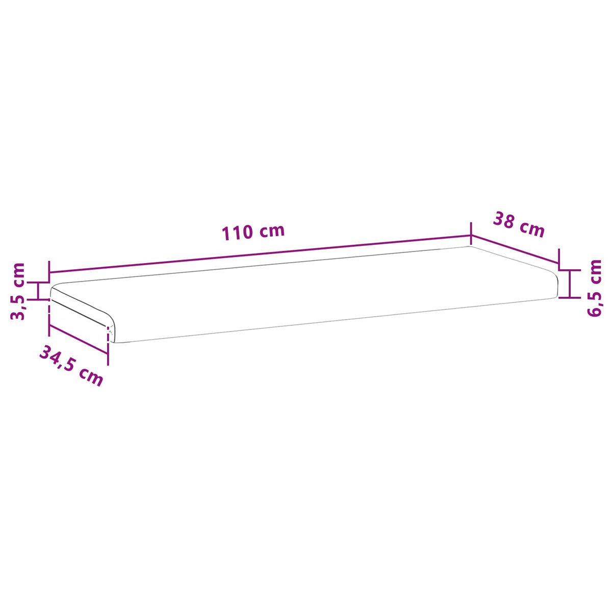 vidaXL Poduszka na ławkę Welur żółty Głębokość 35 cm
