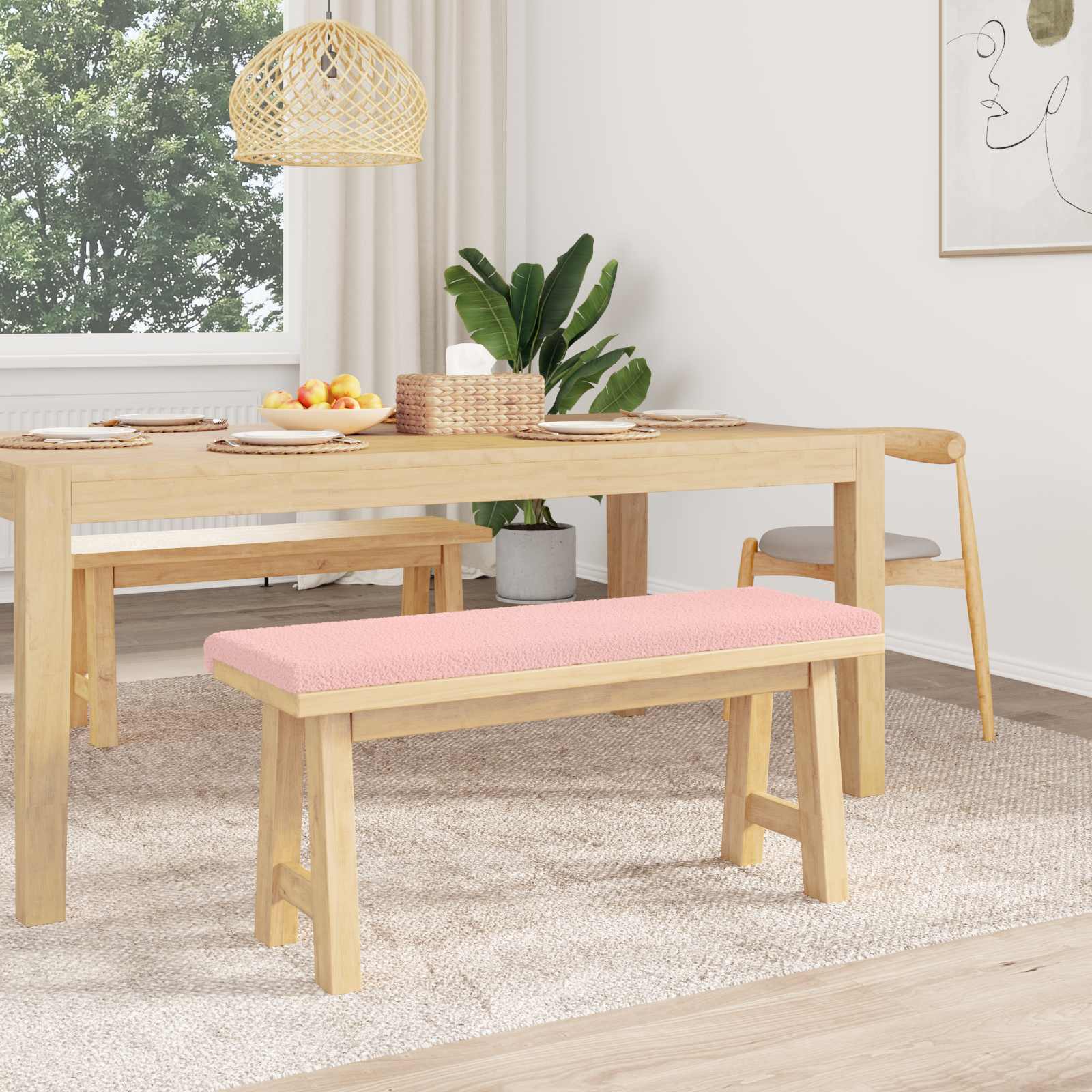 vidaXL Poduszka na ławkę Tkanina sherpa różowy Głębokość 35 cm