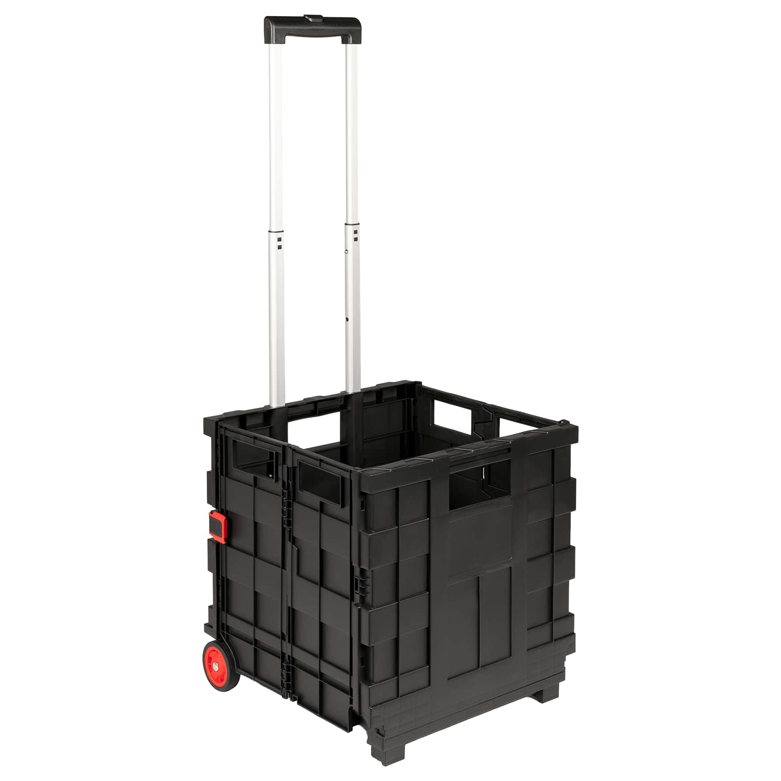 vidaXL Wózek Czarny i czerwony 35 x 39 x 92 cm PP i elastomer