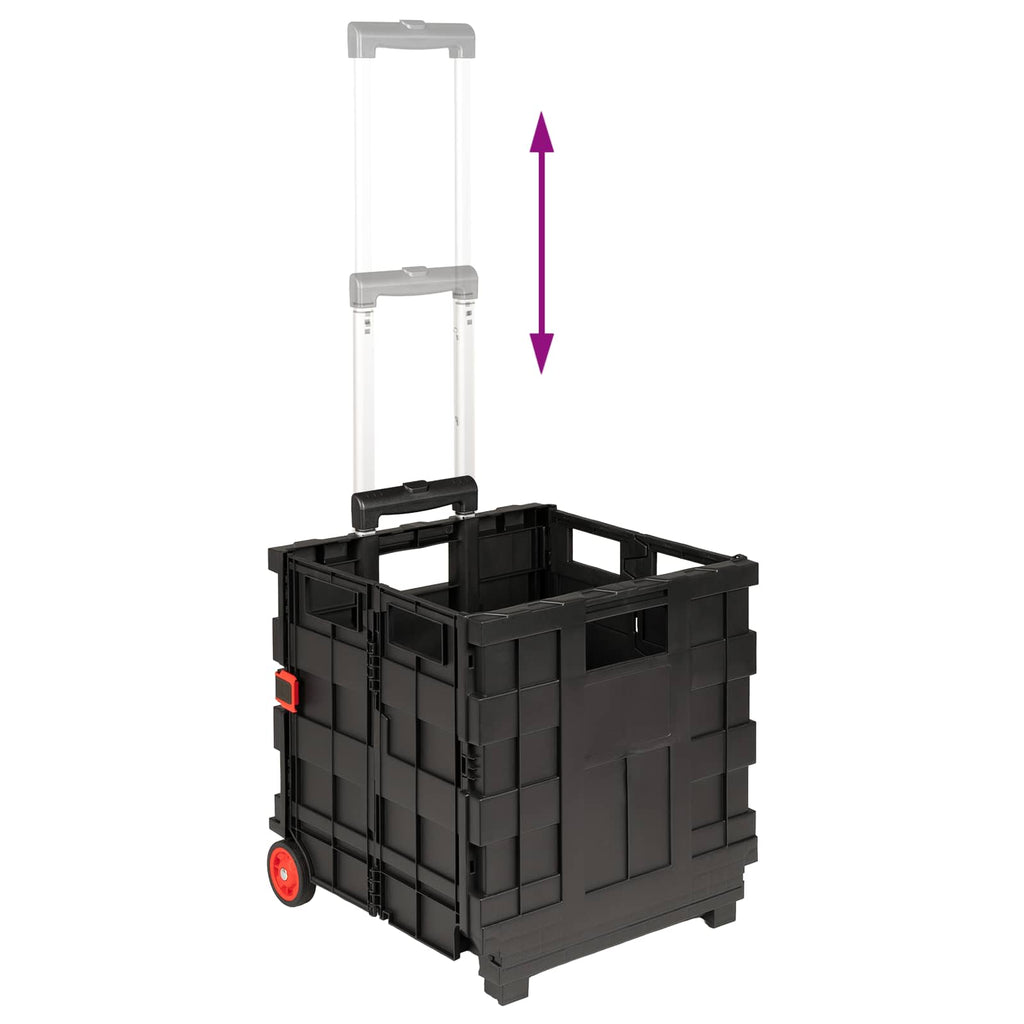vidaXL Wózek Czarny i czerwony 35 x 39 x 92 cm PP i elastomer