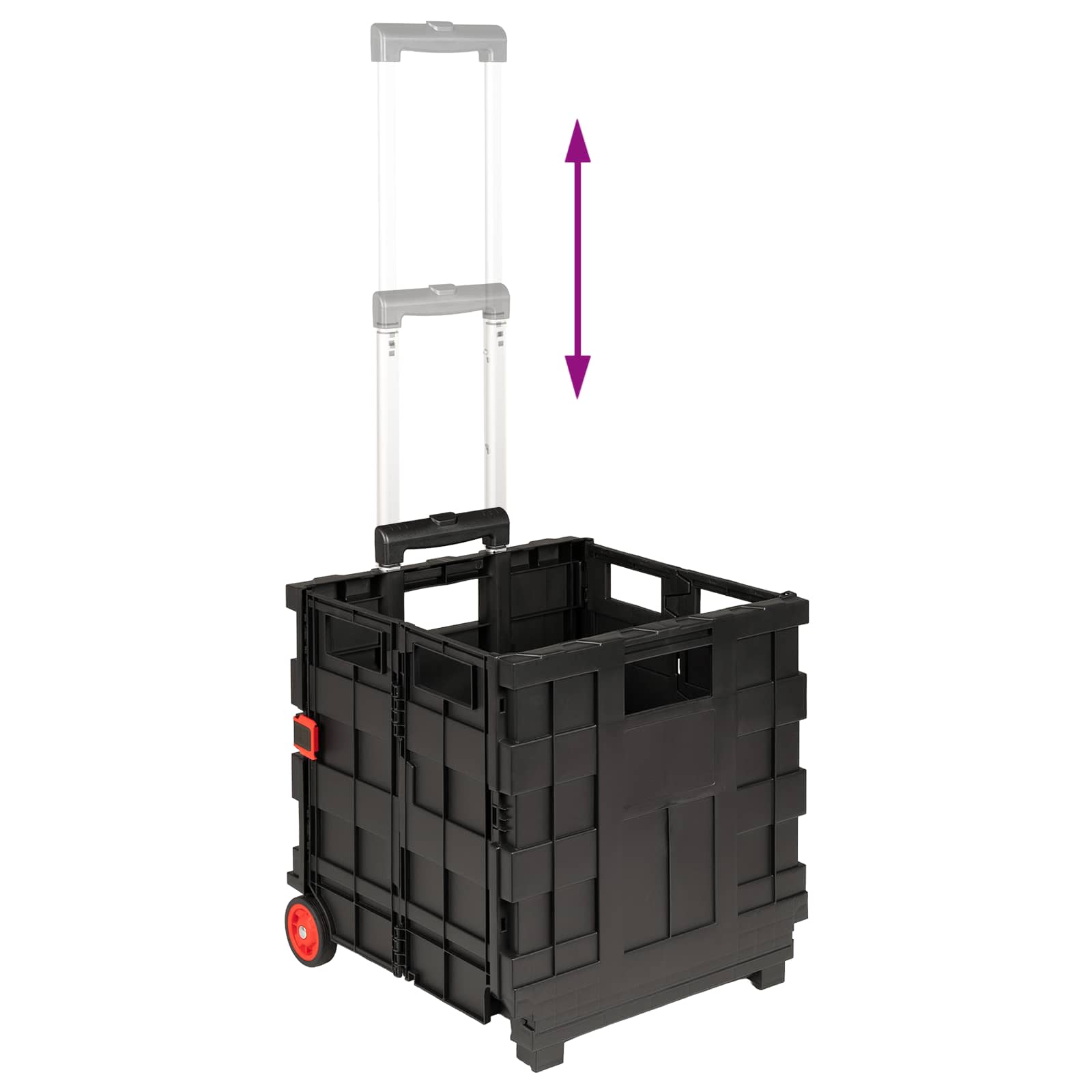 vidaXL Wózek Czarny i czerwony 35 x 39 x 92 cm PP i elastomer