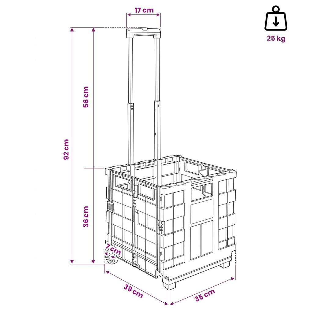 vidaXL Wózek Czarny i czerwony 35 x 39 x 92 cm PP i elastomer