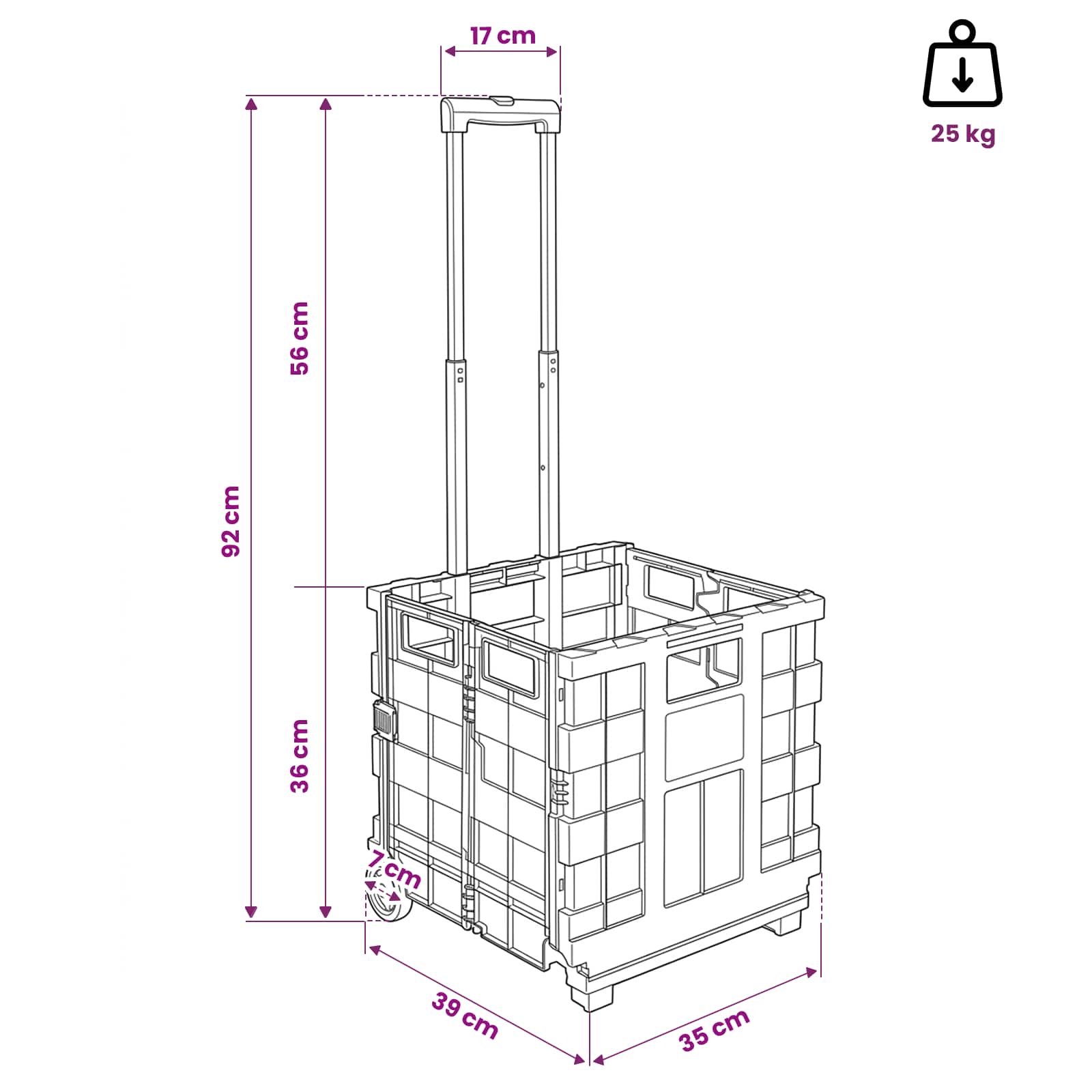 vidaXL Wózek Czarny i czerwony 35 x 39 x 92 cm PP i elastomer