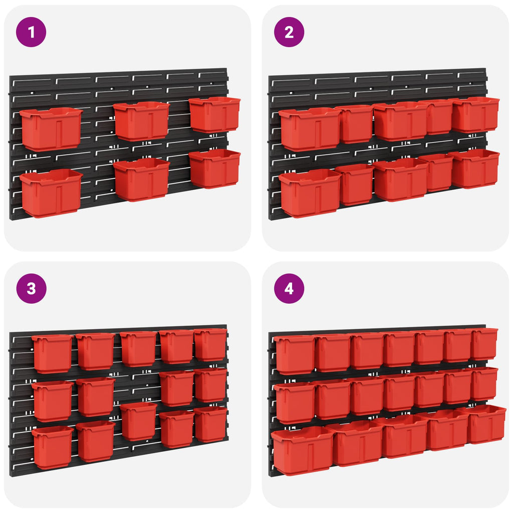 vidaXL Stojak na Pojemniki Czarny i czerwony 77,5 x 2 x 39 cm PP