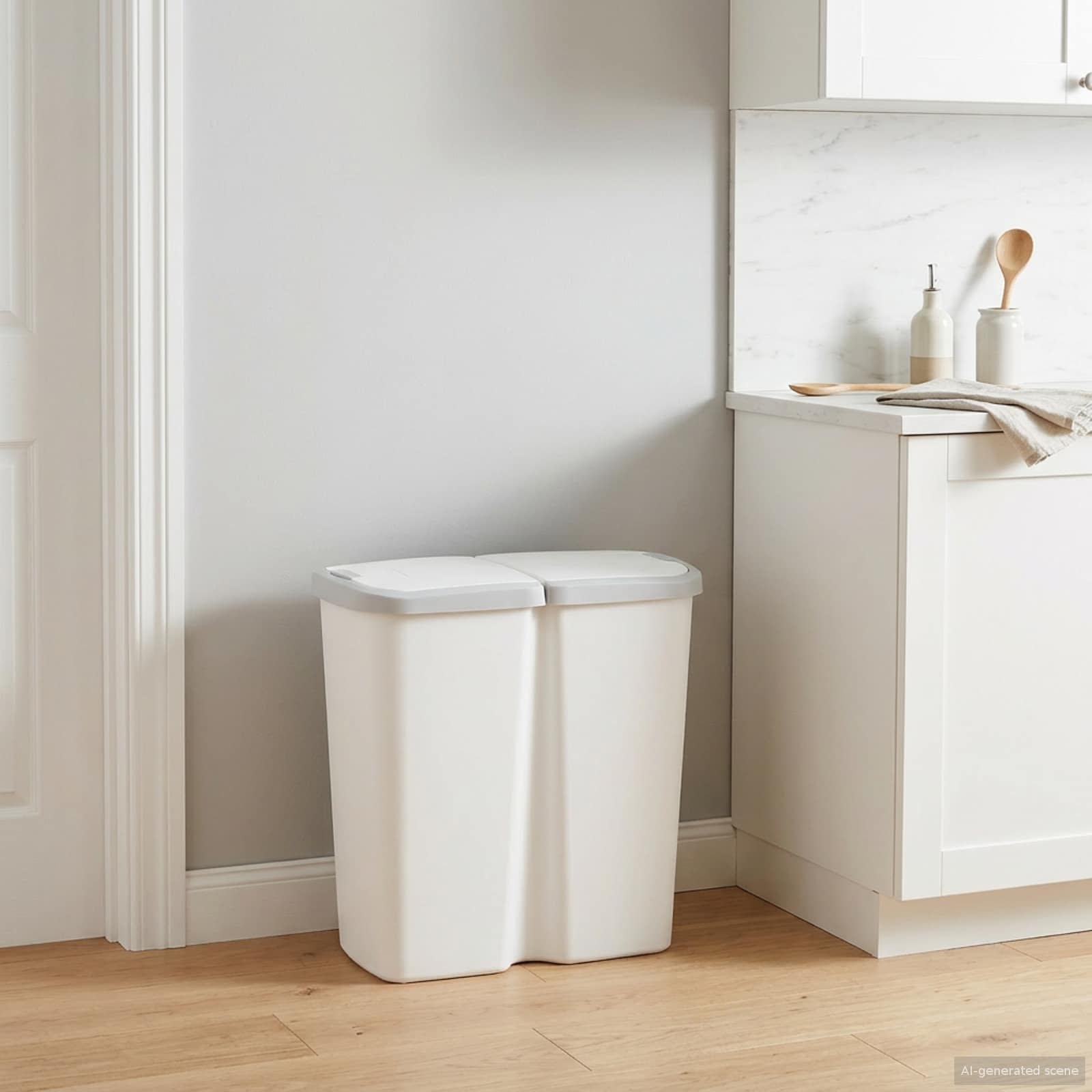 vidaXL Kosz na śmieci Biały 48,5 x 28 x 51 cm PP