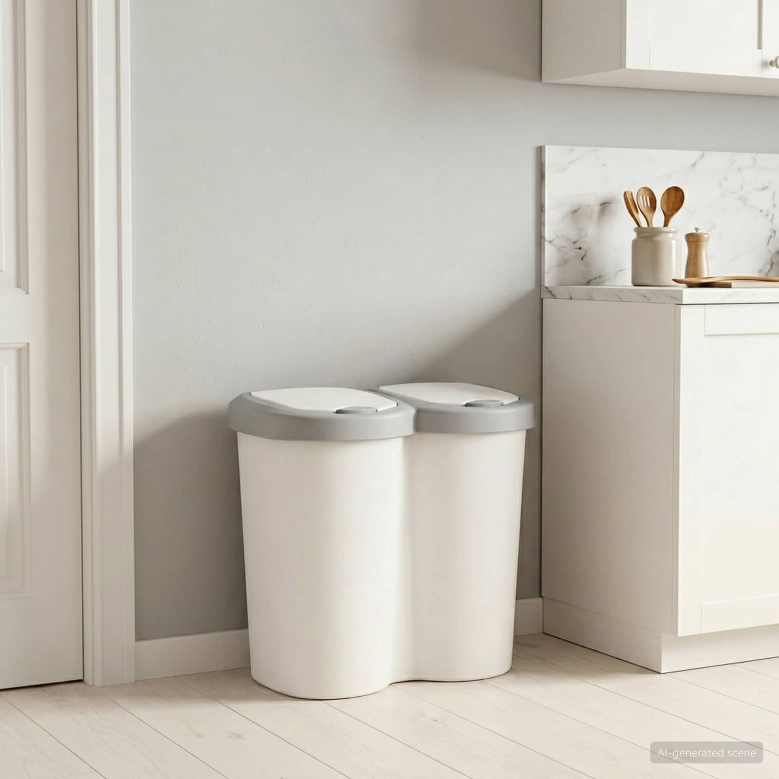 vidaXL Kosz na śmieci Biały 49,5 x 30 x 46,5 cm PP
