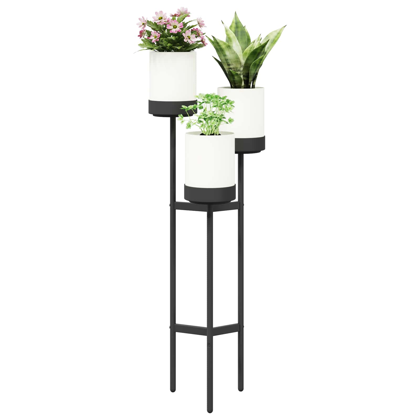 vidaXL Stojak na Kwiaty Biały 42 x 39,5 x 125 cm Polipropylen i stal