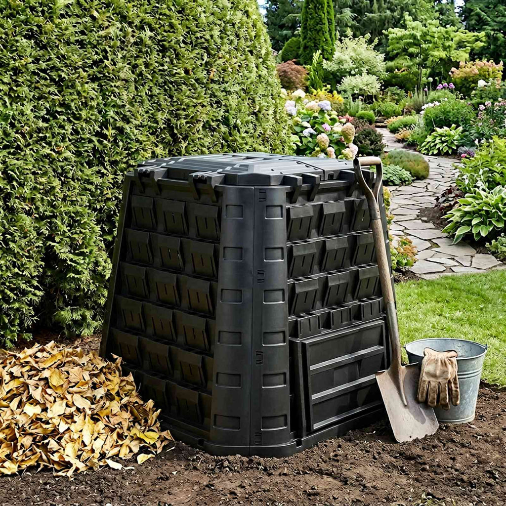 vidaXL Kompostownik ogrodowy Czarny 91 x 91 x 83 cm 100% PP