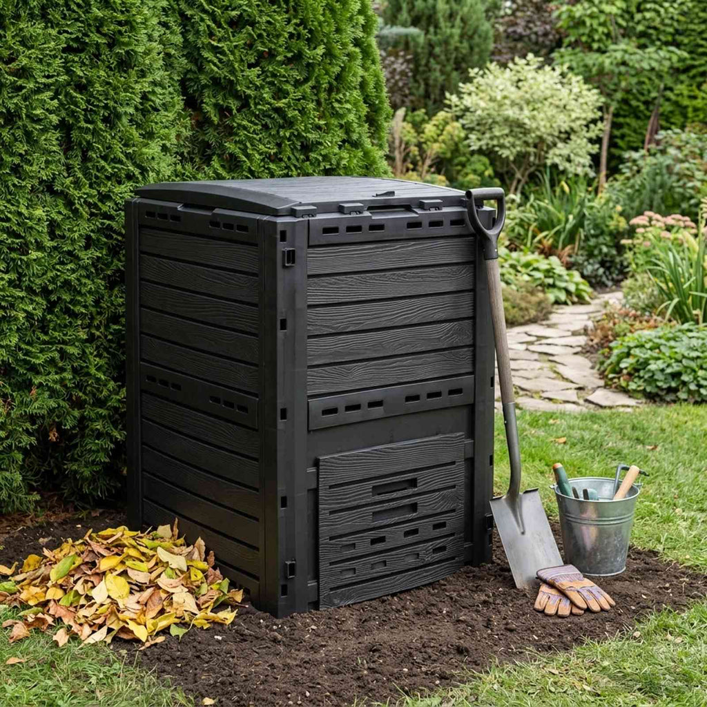 vidaXL Kompostownik ogrodowy Czarny 59,5 x 60 x 81,5 cm 280 l 100% PP