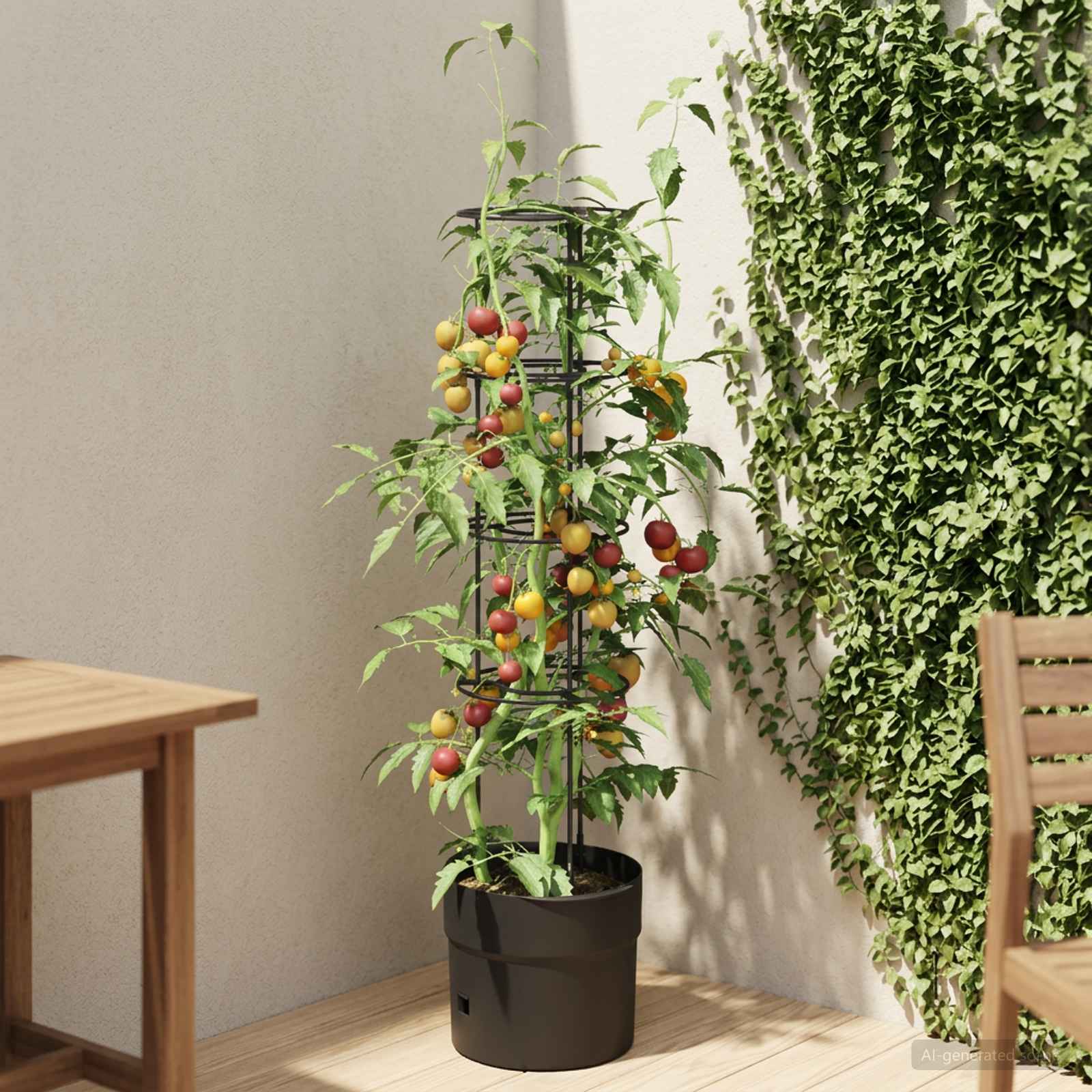 vidaXL Hodowca pomidorów Czarny Ø 32 x 127 cm PP