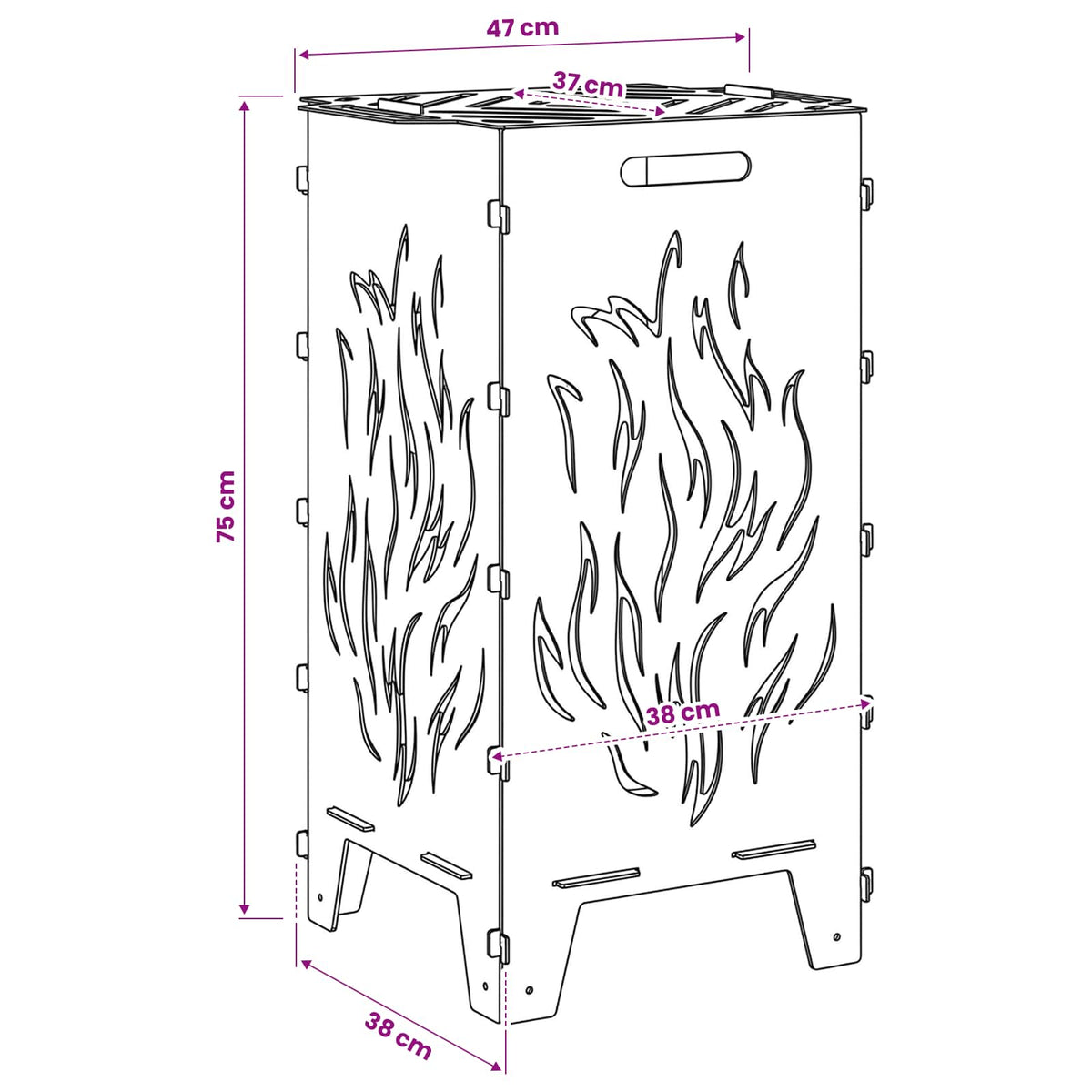 vidaXL Kominek Czarny 47 x 38 x 75 cm Stal