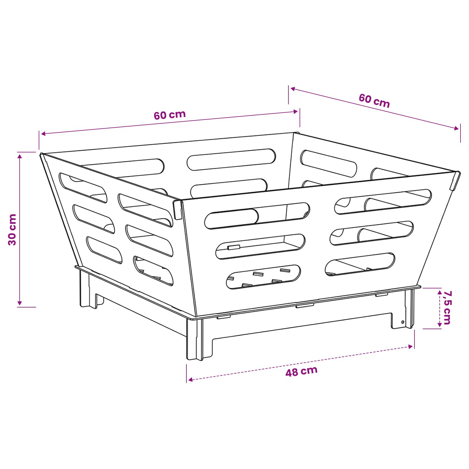 vidaXL Kominek Czarny 60 x 60 x 30 cm Stal