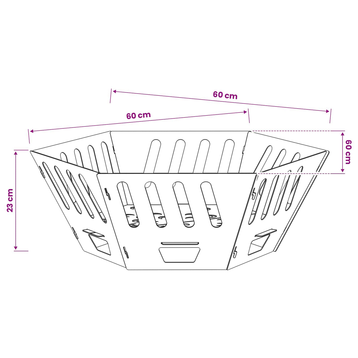 vidaXL Kominek Czarny 60 x 60 x 23 cm Stal