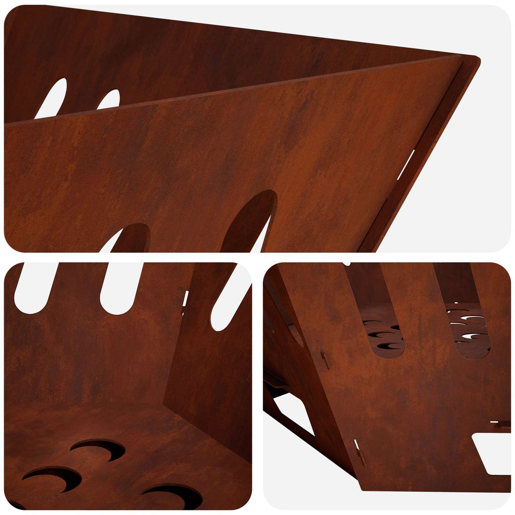 vidaXL Kominek Rdzawy 80 x 80 x 28 cm Stal kortenowska