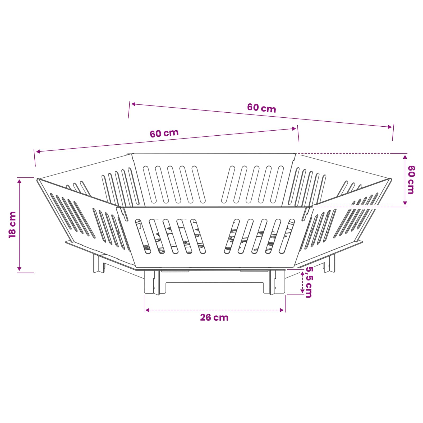vidaXL Kominek Czarny 60 x 60 x 18 cm Stal