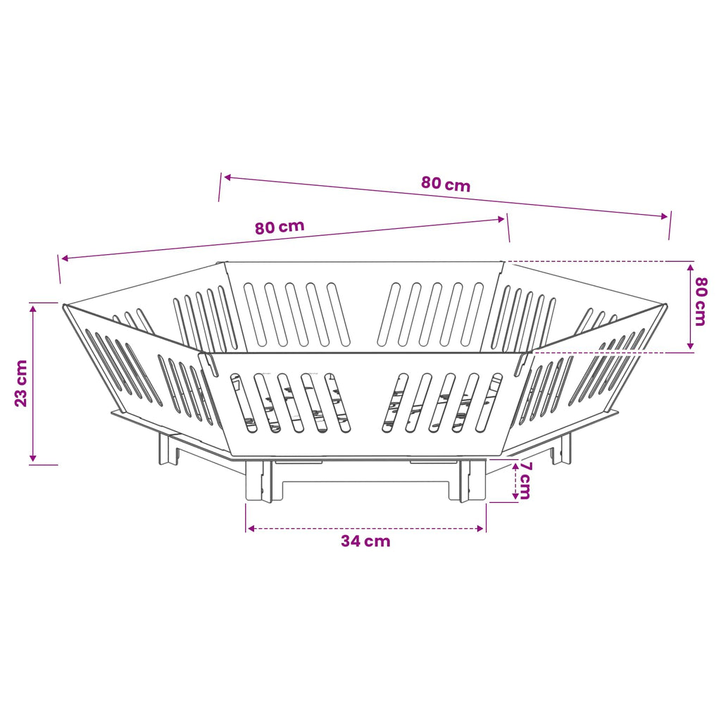 vidaXL Kominek Czarny 80 x 80 x 23 cm Stal