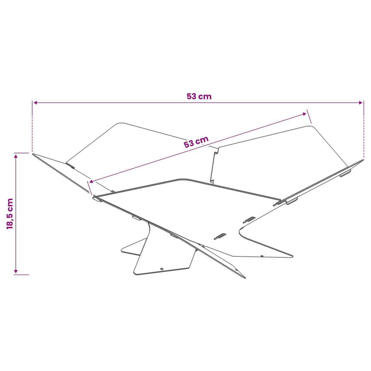 vidaXL Kominek Czarny 53 x 53 x 18,5 cm Stal