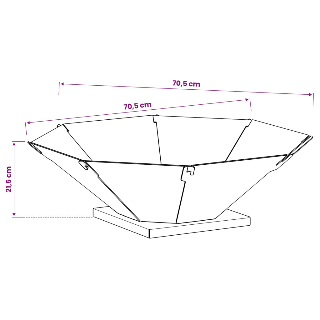 vidaXL Kominek Czarny 70,5 x 70,5 x 21,5 cm Stal