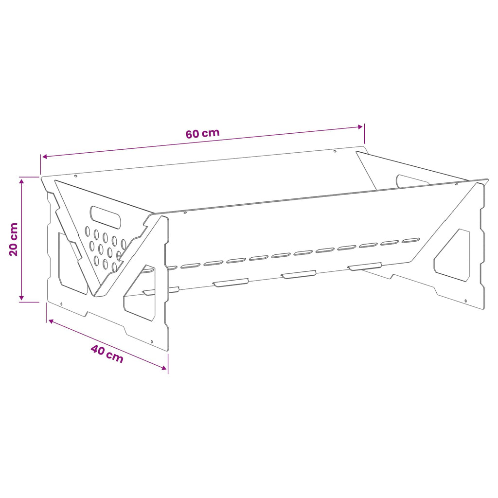 vidaXL Kominek Czarny 60 x 40 x 20 cm Stal