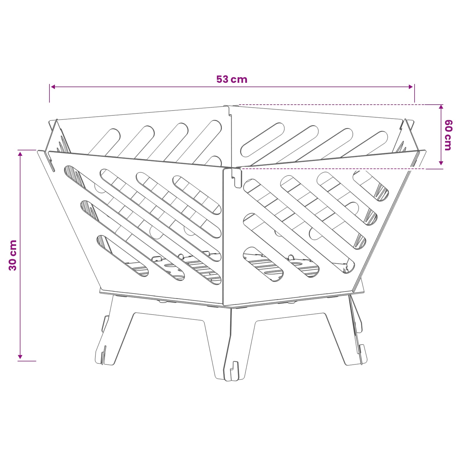vidaXL Kominek Czarny 60 x 53 x 30 cm Stal