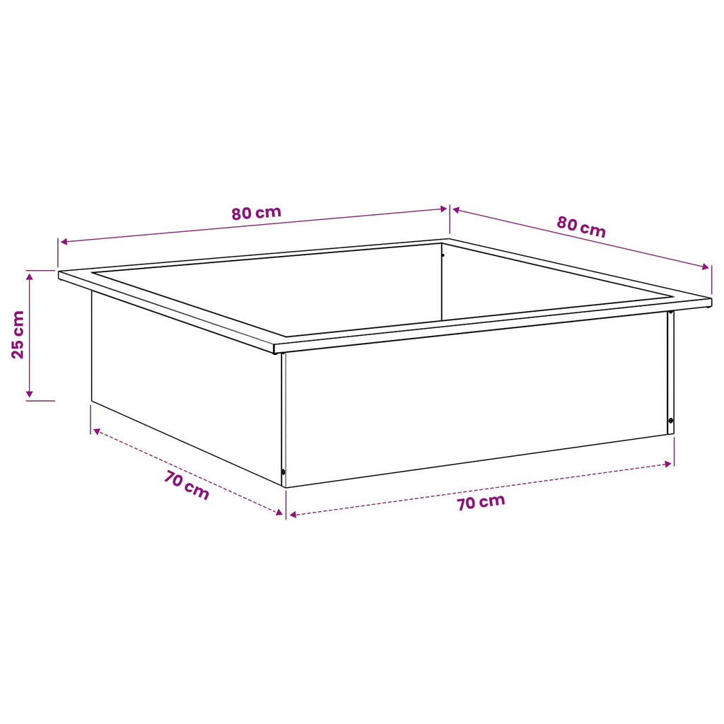vidaXL Pierścień do ogniska Czarny 90 x 90 x 25 cm Stal