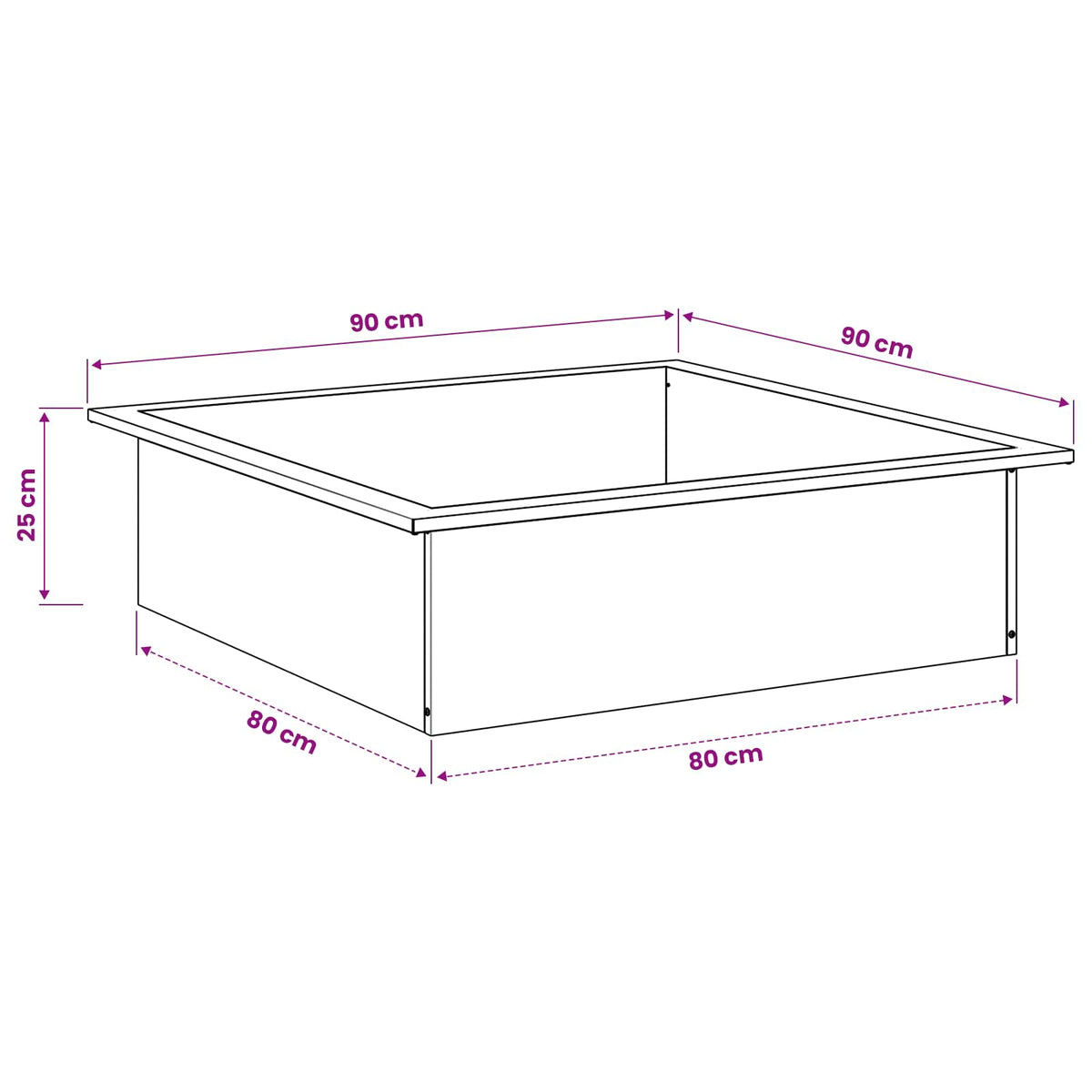 vidaXL Pierścień do ogniska Czarny 90 x 90 x 25 cm Stal