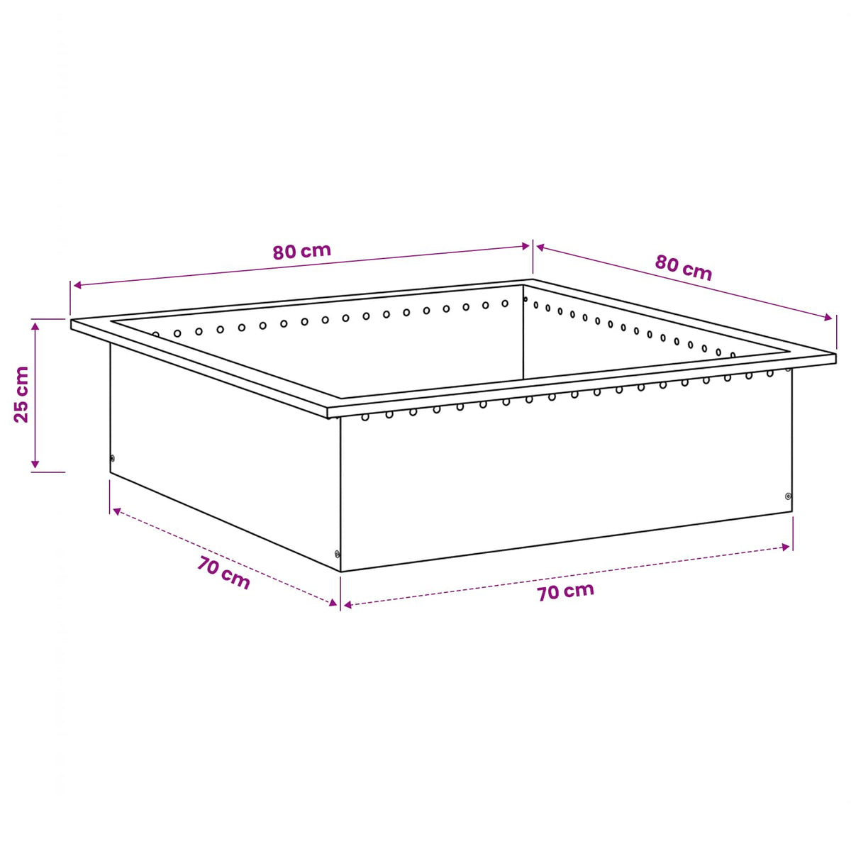 vidaXL Pierścień do ogniska Rdzawy 80 x 80 x 25 cm Stal kortenowska