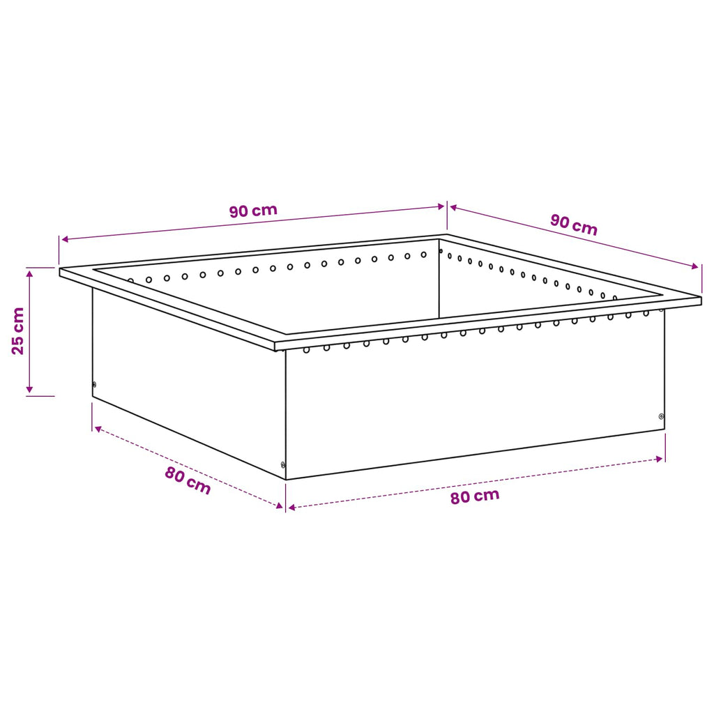 vidaXL Pierścień do ogniska Rdzawy 90 x 90 x 25 cm Stal kortenowska
