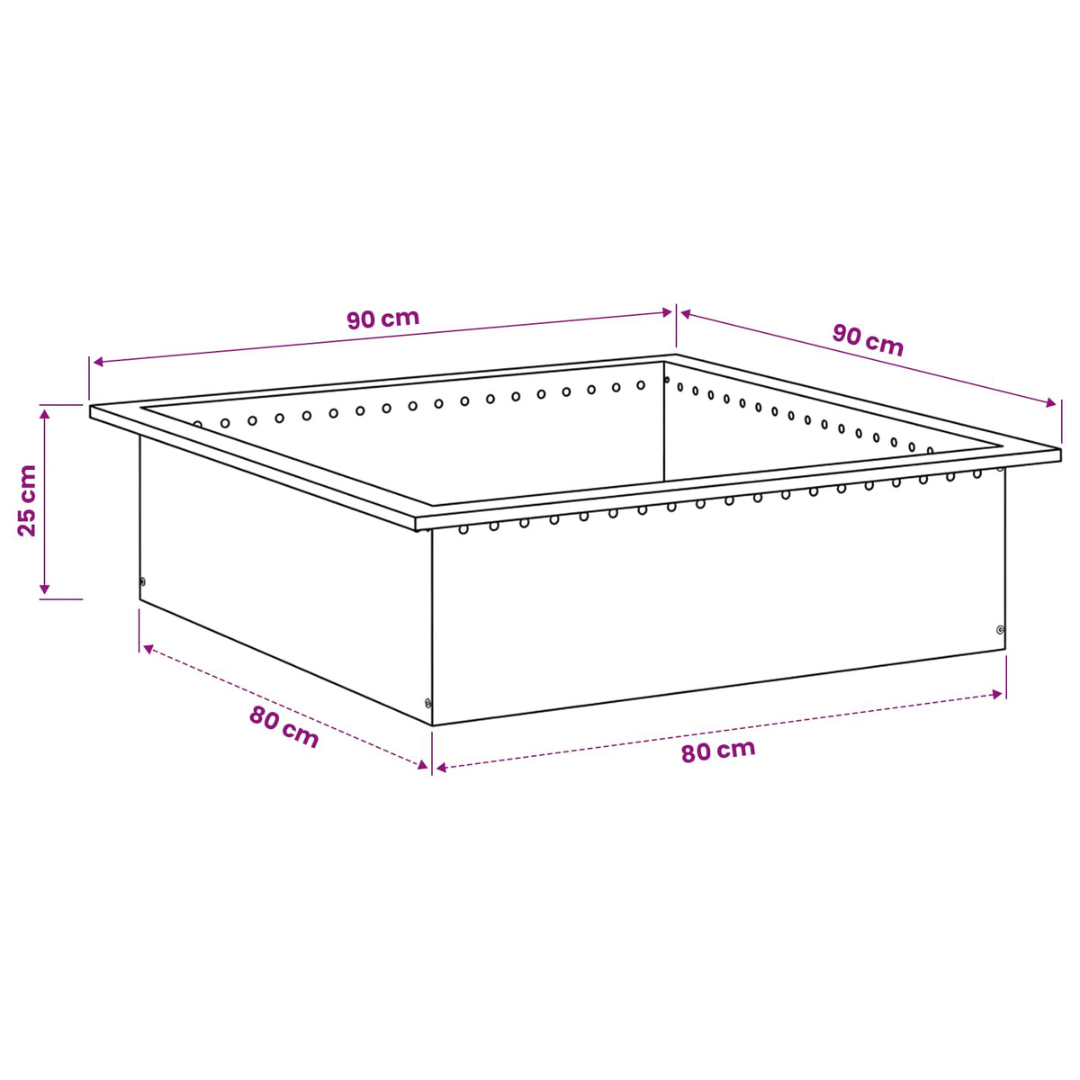 vidaXL Pierścień do ogniska Rdzawy 90 x 90 x 25 cm Stal kortenowska