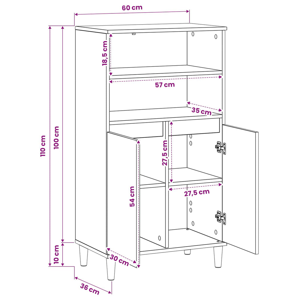 vidaXL Highboard Dąb artisan 60 x 36 x 110 cm Drewno inżynieryjne