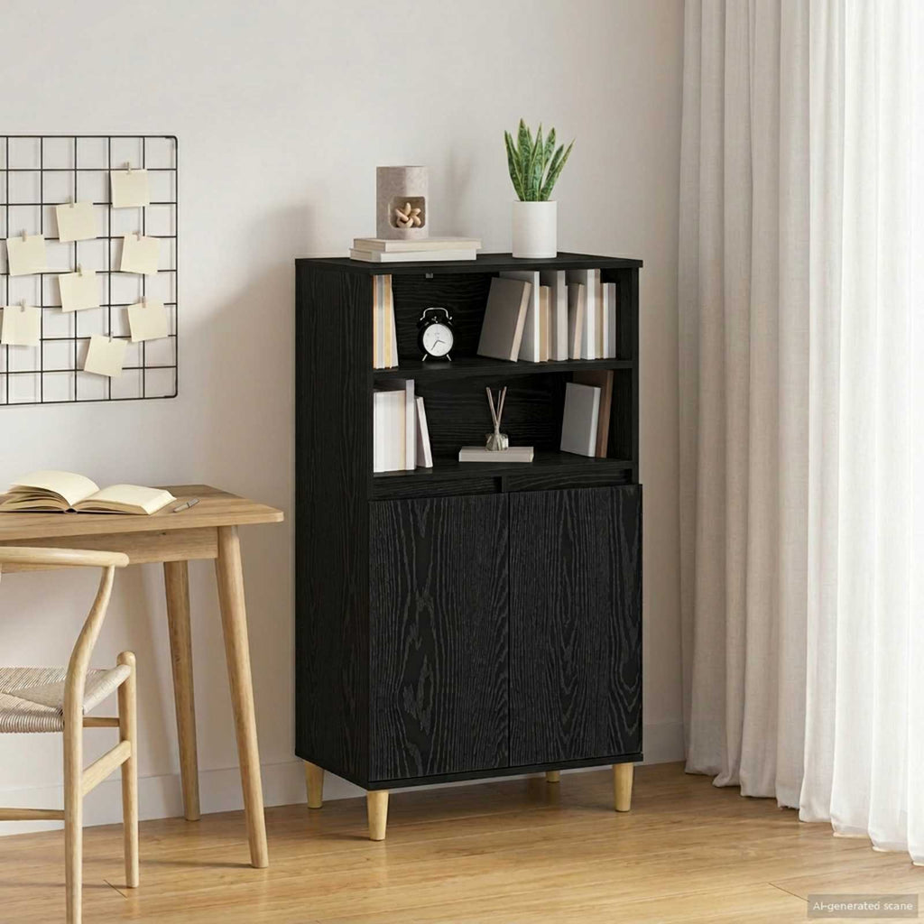 vidaXL Highboard Czarny dąb 60 x 36 x 110 cm Drewno inżynieryjne