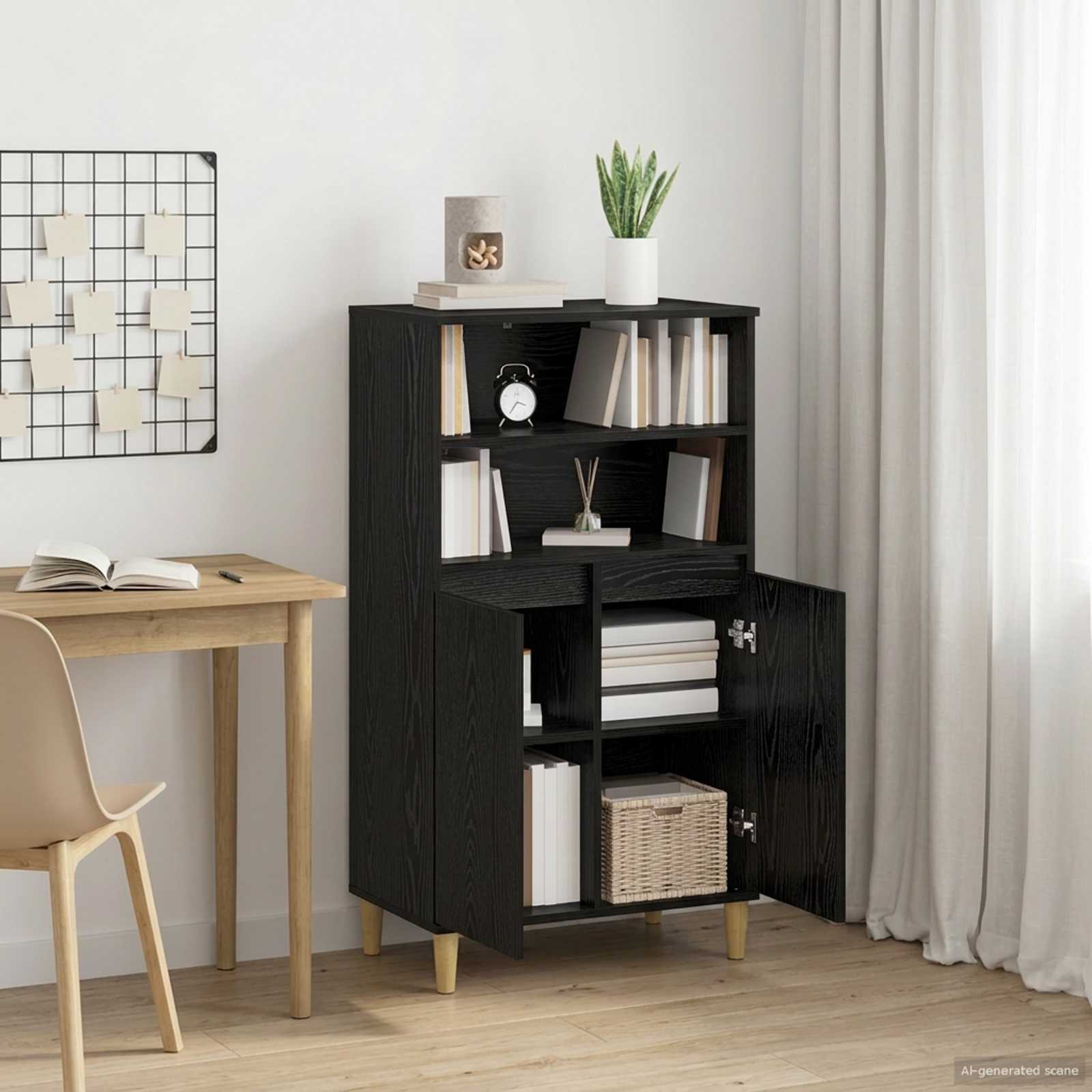 vidaXL Highboard Czarny dąb 60 x 36 x 110 cm Drewno inżynieryjne