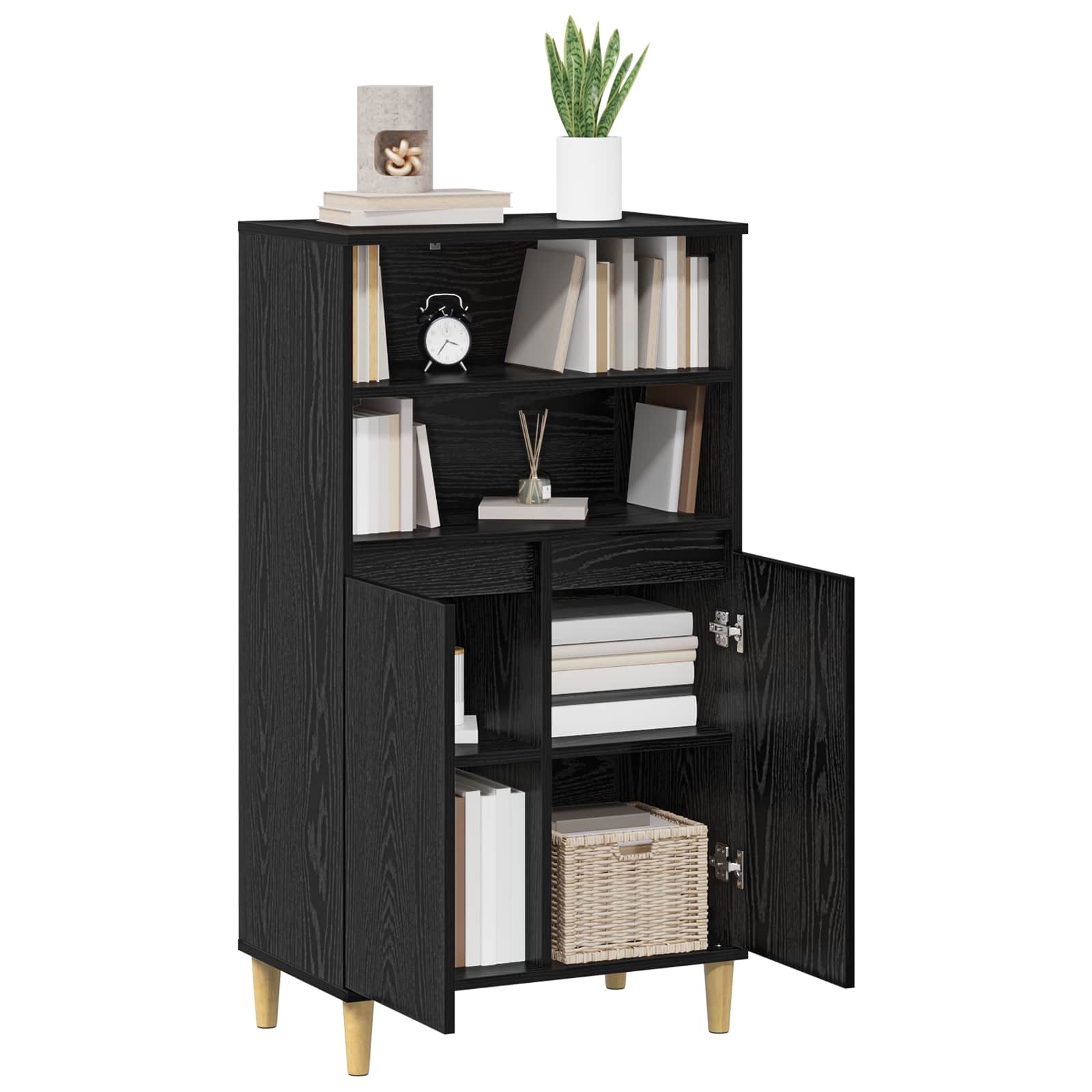 vidaXL Highboard Czarny dąb 60 x 36 x 110 cm Drewno inżynieryjne