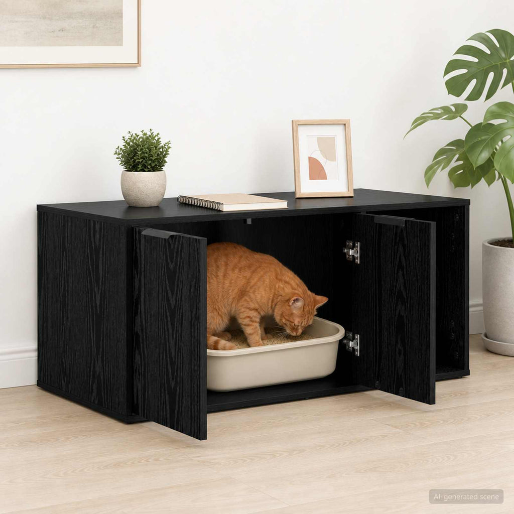 vidaXL Meble dla kota Czarny dąb 100 x 49 x 45 cm Drewno inżynieryjne