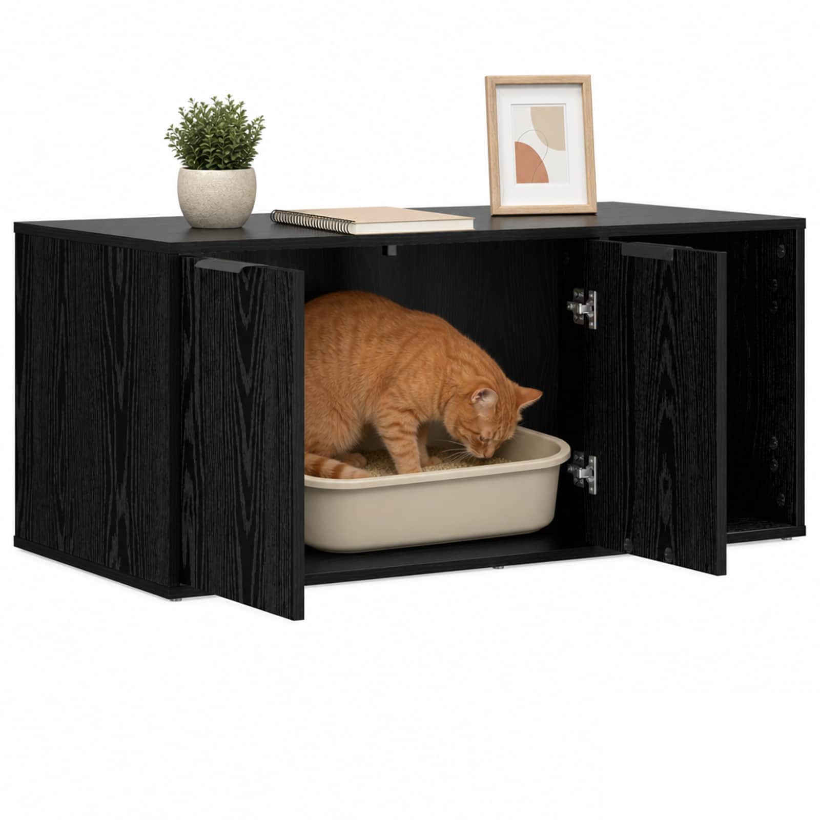 vidaXL Meble dla kota Czarny dąb 100 x 49 x 45 cm Drewno inżynieryjne