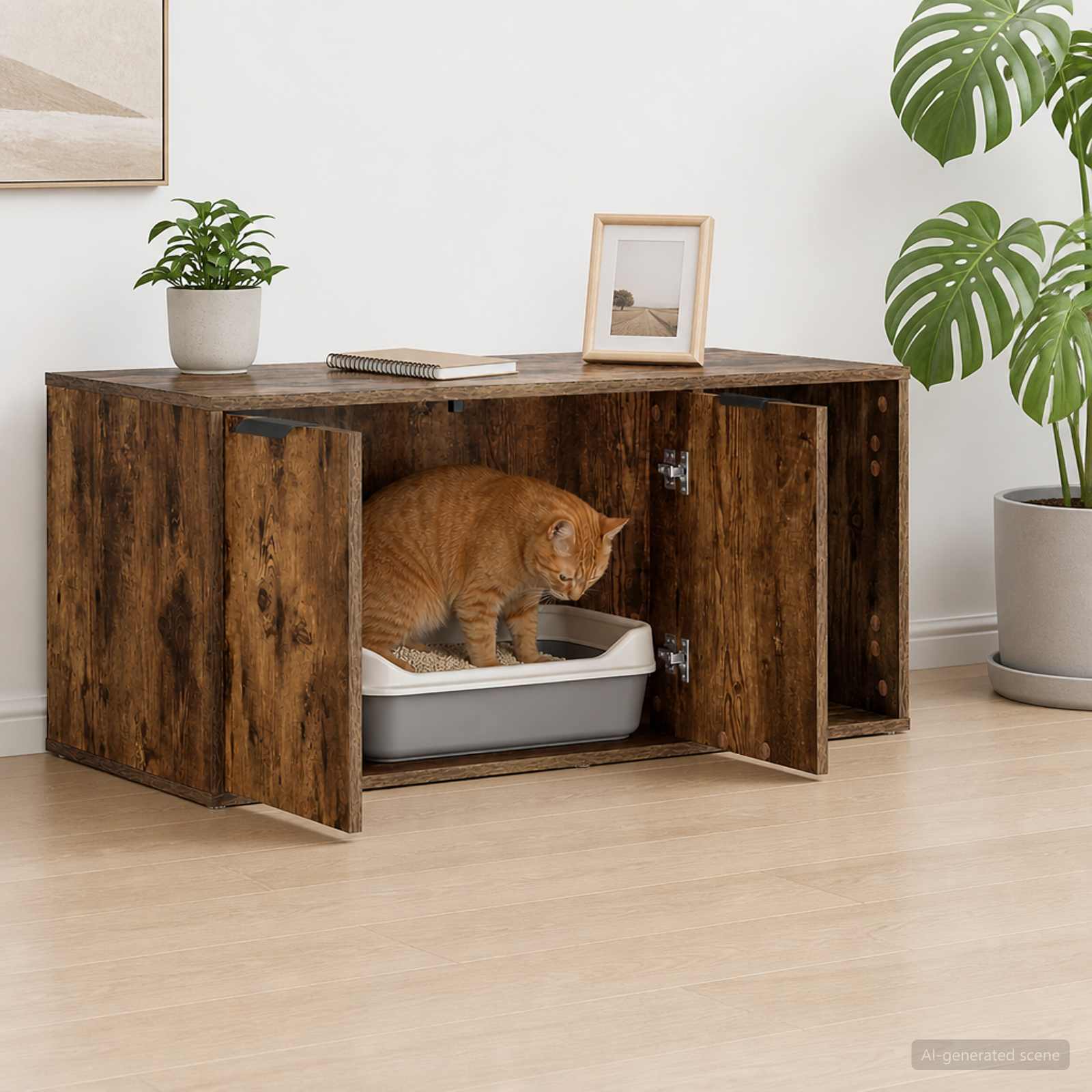 vidaXL Meble dla kota Dąb wędzony 100 x 49 x 45 cm Drewno inżynieryjne