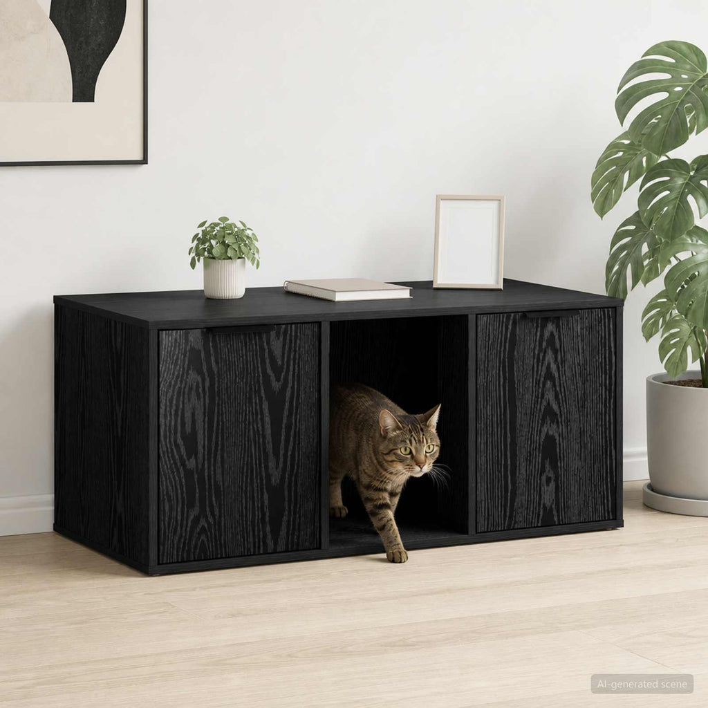 vidaXL Meble dla kota Czarny dąb 100 x 49 x 45 cm Drewno inżynieryjne