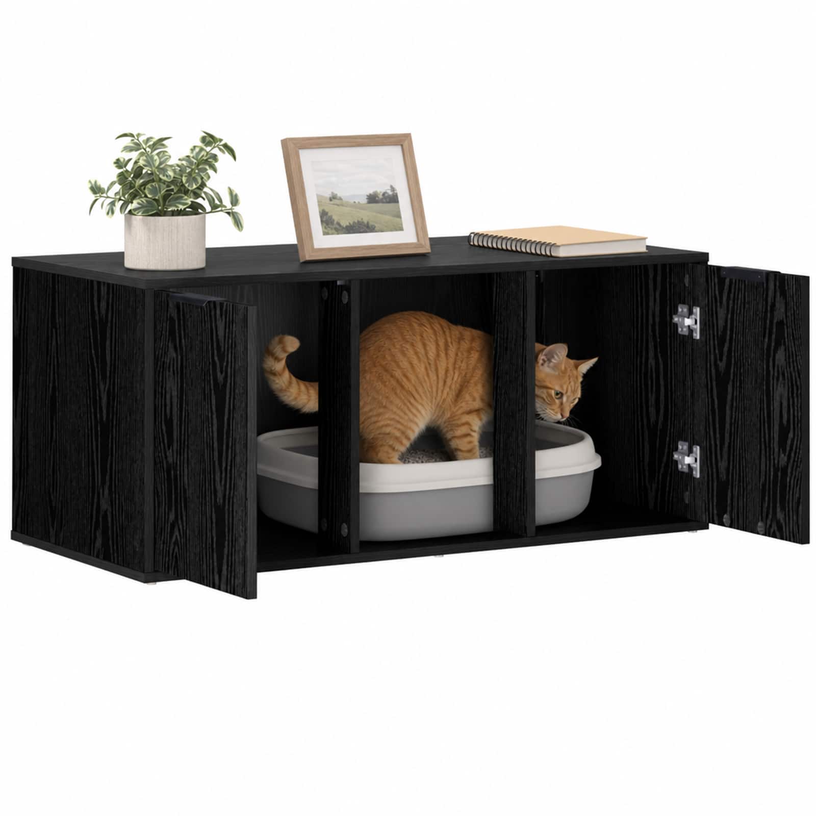vidaXL Meble dla kota Czarny dąb 100 x 49 x 45 cm Drewno inżynieryjne