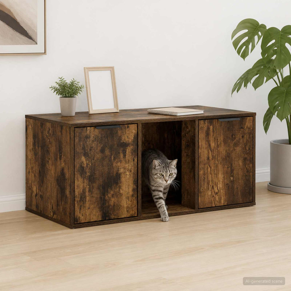 vidaXL Meble dla kota Dąb wędzony 100 x 49 x 45 cm Drewno inżynieryjne