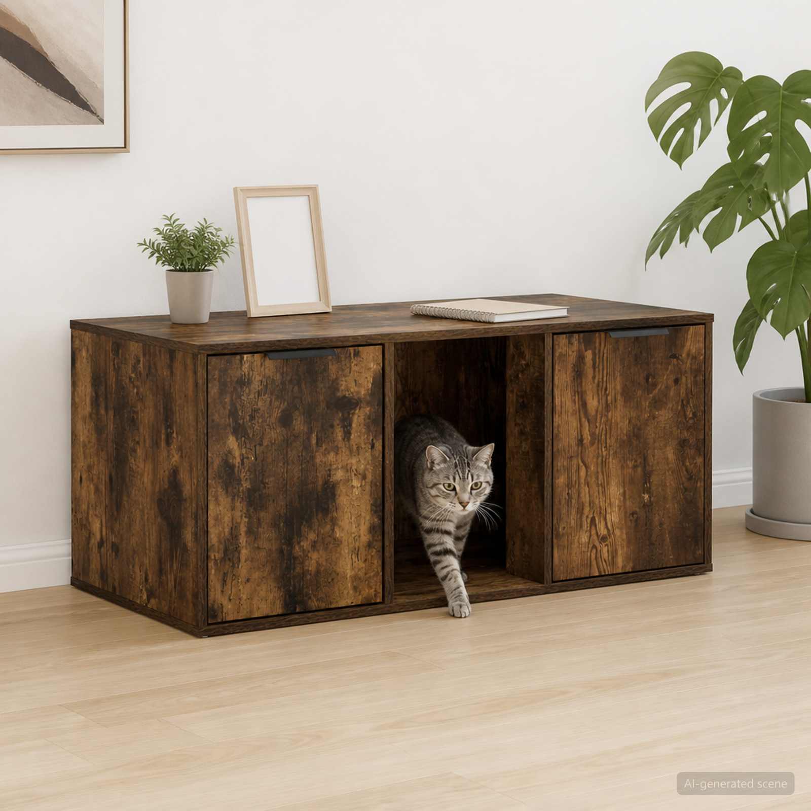 vidaXL Meble dla kota Dąb wędzony 100 x 49 x 45 cm Drewno inżynieryjne